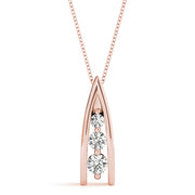 14K Rose Gold 1/2 ct tw Three Stone Diamond Pendant