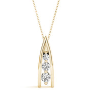 18K Yellow Gold 1/2 ct tw Three Stone Diamond Pendant