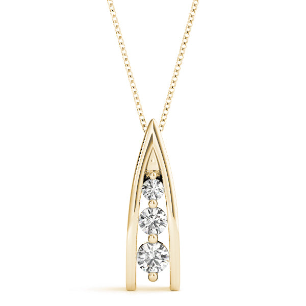 18K Yellow Gold 1/2 ct tw Three Stone Diamond Pendant