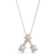 14K Rose Gold 1 ct tw Three Stone Diamond Pendant