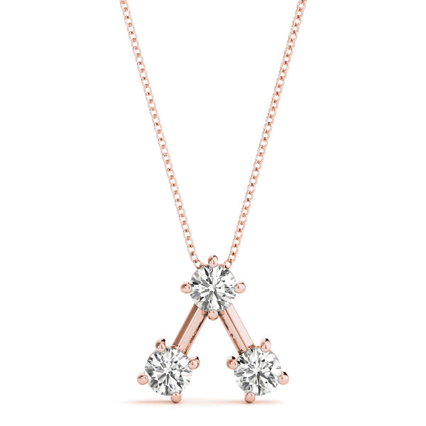 14K Rose Gold 1 ct tw Three Stone Diamond Pendant