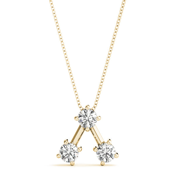 14K Yellow Gold 1 ct tw Three Stone Diamond Pendant