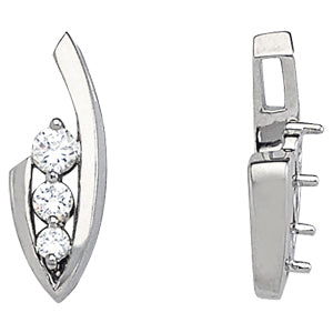 14K White Gold 1/2 ct tw Three Stone Diamond Pendant