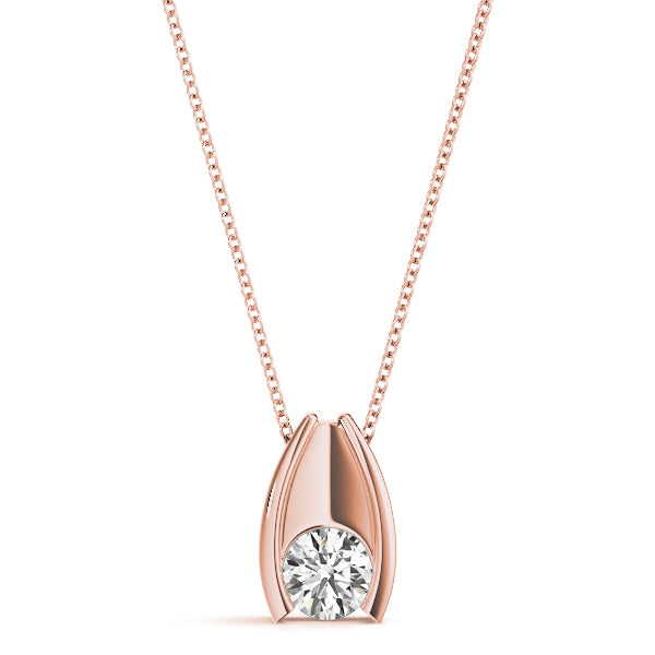 14K Rose Gold 1/3 ct tw Solitaire Diamond Pendant