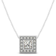 Platinum 1/5 ct tw Halo Diamond Pendant
