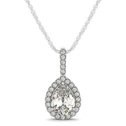 14K White Gold 1/2 ct tw Halo Diamond Pendant