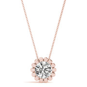 18K Rose Gold 1 ct tw Solitaire Diamond Pendant