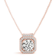 18K Rose Gold 1 1/6 ct tw Halo Diamond Pendant