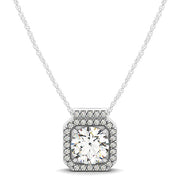 Platinum 1 1/6 ct tw Halo Diamond Pendant