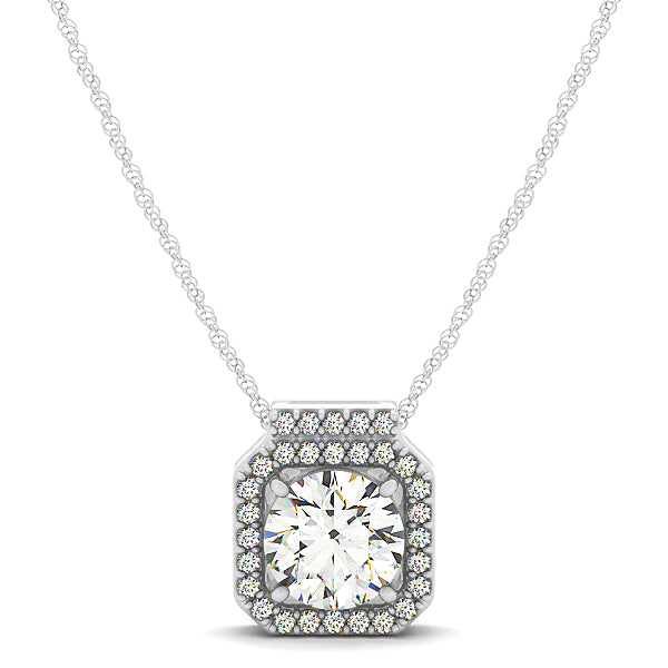 Platinum 1 1/6 ct tw Halo Diamond Pendant