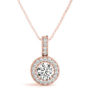 14K Rose Gold 3/8 ct tw Halo Diamond Pendant
