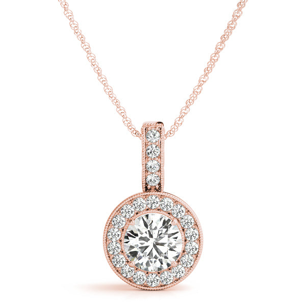 14K Rose Gold 3/8 ct tw Halo Diamond Pendant