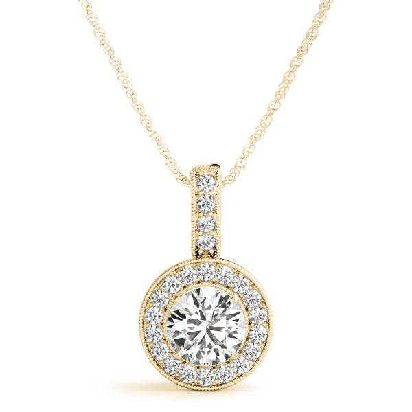 14K Yellow Gold 3/8 ct tw Halo Diamond Pendant