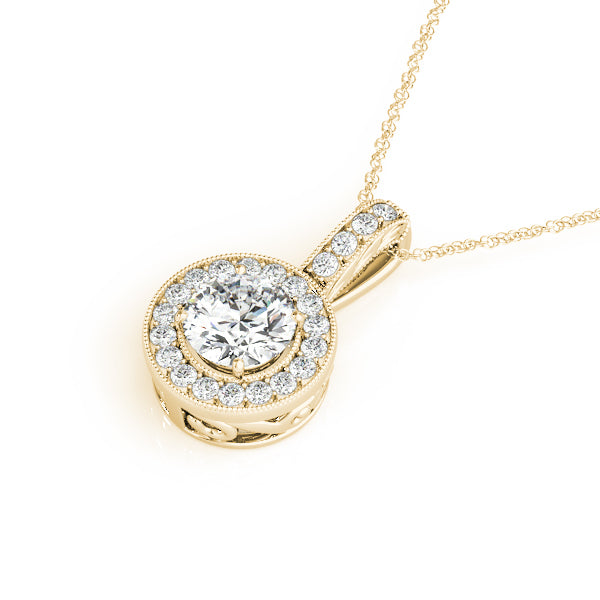 18K Yellow Gold 3/8 ct tw Halo Diamond Pendant