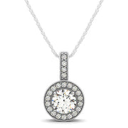 Platinum 3/8 ct tw Halo Diamond Pendant