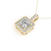 14K Yellow Gold 1 ct tw Halo Diamond Pendant