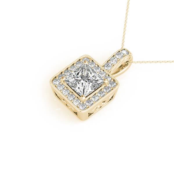 14K Yellow Gold 1 ct tw Halo Diamond Pendant