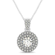 14K White Gold 1 1/3 ct tw Halo Diamond Pendant
