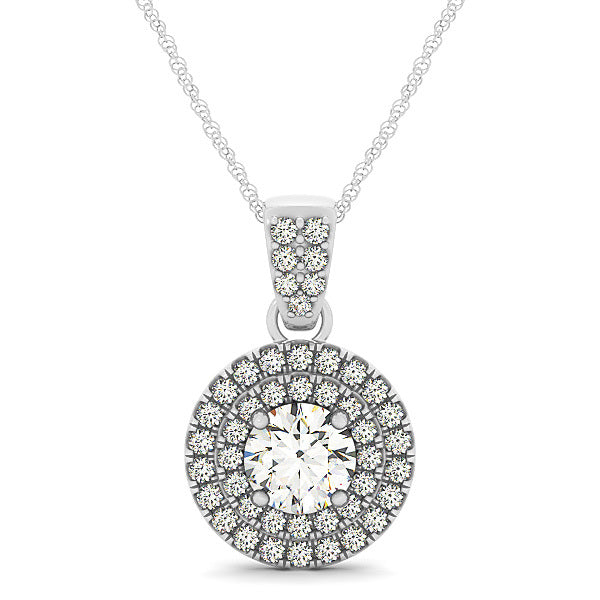 14K White Gold 1 1/3 ct tw Halo Diamond Pendant