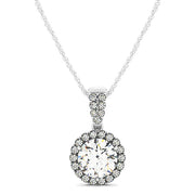 Platinum 1 1/5 ct tw Halo Diamond Pendant