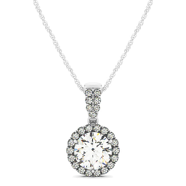 Platinum 1 1/5 ct tw Halo Diamond Pendant