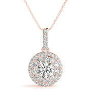 18K Rose Gold 1 7/8 ct tw Halo Diamond Pendant