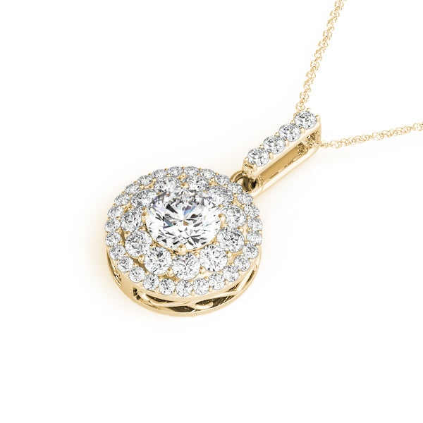 18K Yellow Gold 1 7/8 ct tw Halo Diamond Pendant