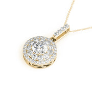 14K Yellow Gold 1 7/8 ct tw Halo Diamond Pendant