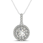 18K White Gold 1 7/8 ct tw Halo Diamond Pendant