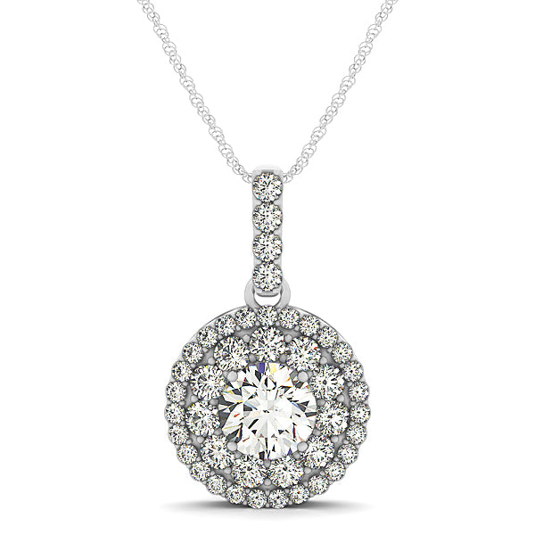18K White Gold 1 7/8 ct tw Halo Diamond Pendant
