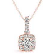 14K Rose Gold 1 3/8 ct tw Halo Diamond Pendant