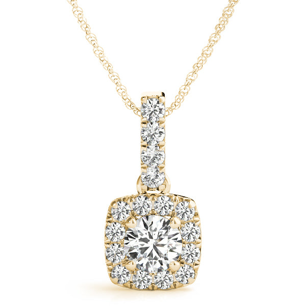 18K Yellow Gold 1 3/8 ct tw Halo Diamond Pendant