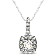 18K White Gold 1 3/8 ct tw Halo Diamond Pendant