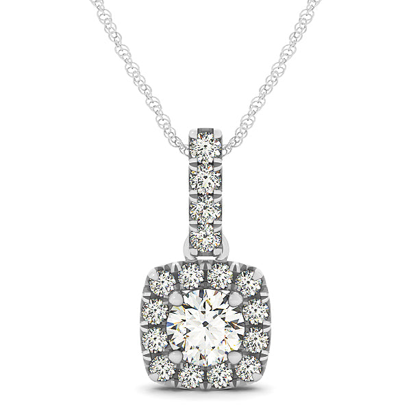 18K White Gold 1 3/8 ct tw Halo Diamond Pendant