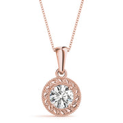14K Rose Gold 1 ct tw Solitaire Diamond Pendant