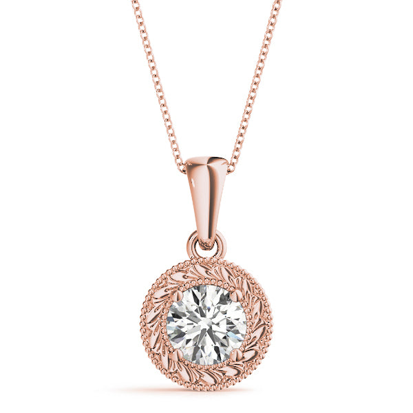 14K Rose Gold 1 ct tw Solitaire Diamond Pendant