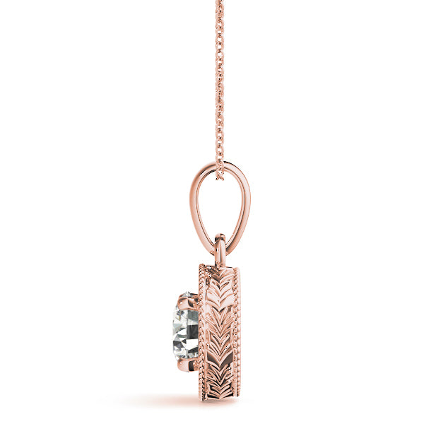 14K Rose Gold 1 ct tw Solitaire Diamond Pendant