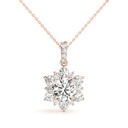14K Rose Gold 1 1/2 ct tw Halo Diamond Pendant