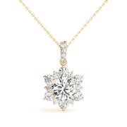 18K Yellow Gold 1 1/2 ct tw Halo Diamond Pendant