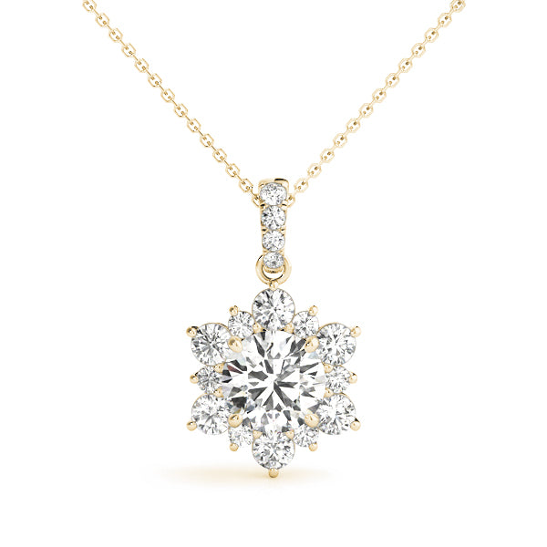18K Yellow Gold 1 1/2 ct tw Halo Diamond Pendant