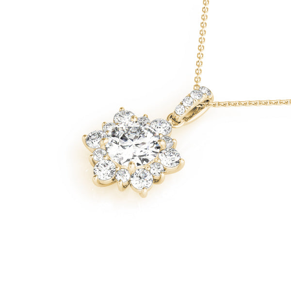 14K Yellow Gold 1 1/2 ct tw Halo Diamond Pendant