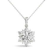 18K White Gold 1 1/2 ct tw Halo Diamond Pendant