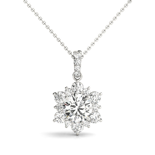 14K White Gold 1 1/2 ct tw Halo Diamond Pendant