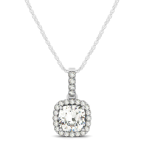 Platinum 7/8 ct tw Halo Diamond Pendant