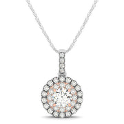 18K White Gold 3/4 ct tw Halo Diamond Pendant
