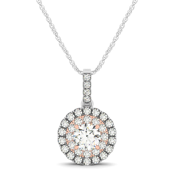 18K White Gold 3/4 ct tw Halo Diamond Pendant