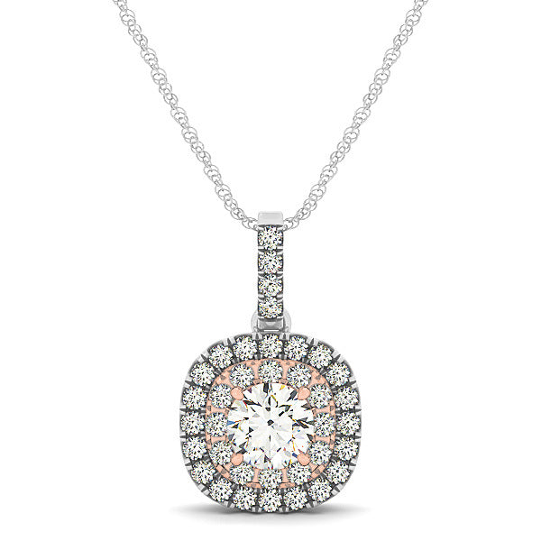 14K White Gold 3/4 ct tw Halo Diamond Pendant