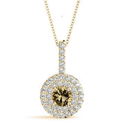18K Yellow Gold 1 1/3 ct tw Halo Diamond Pendant