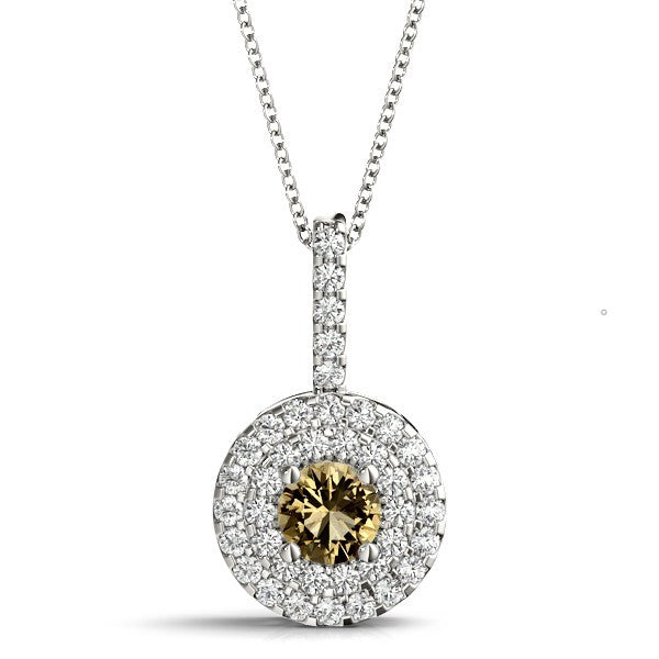 14K White Gold 1 1/3 ct tw Halo Diamond Pendant