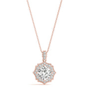 18K Rose Gold 5/8 ct tw Halo Diamond Pendant